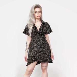 MOONSEED WRAP RUFFLE DRESS DISTURBIA